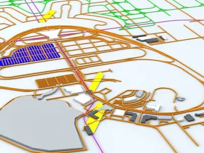 Seoul Incheon ICN Airport Roads Buildings and Public Transport 3D model
