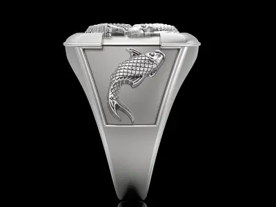 Fish Man Ring silver gold printable jewelry 3D print model 3D print model