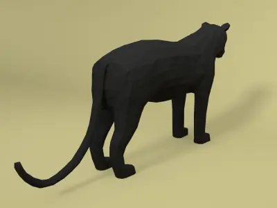 Low Poly Cartoon Black Panther Low-poly 3D model