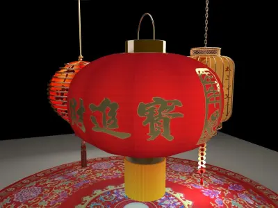 Chinese red lantern 3D model 93