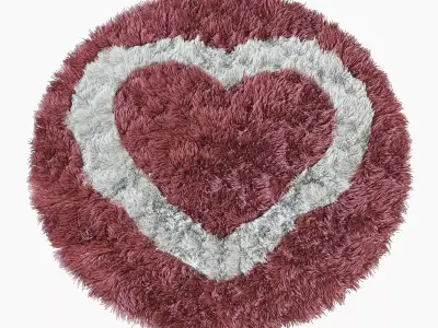 Round rug heart 3D model