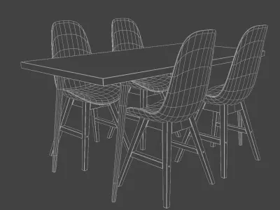 Dining table with chairs 3D model