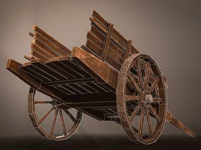 Medieval Dray Low-Poly Game-ready Low-poly 3D model