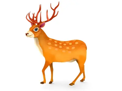 Cartoon Deer  Low-poly 3D model