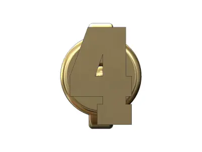 4 four number varsity font stud earring 3D print model