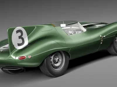 Jaguar D Type Longnose 1954 3D model