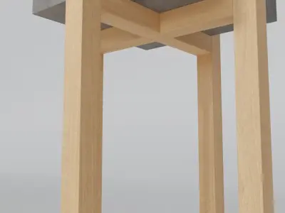 Plant pot with wooden legs 3D model