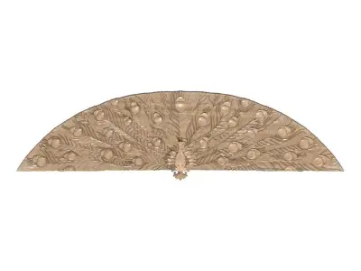 Cartouche-035 ornate peacock fan 3D model