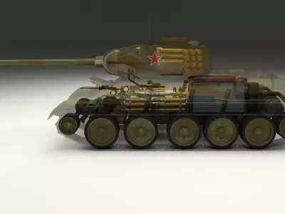T-34 85 Interior Engine Bay Full Camo 3D model