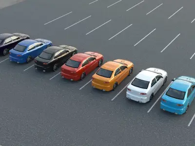 R3DP ASIAN CARS LOW-POLY PBR - Mitsubishi Lancer Low-poly 3D model