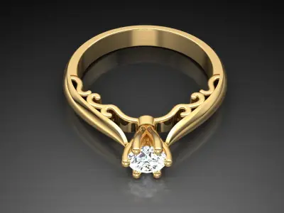 Ring M16 The luxury female ring with gem wedding 3D print model