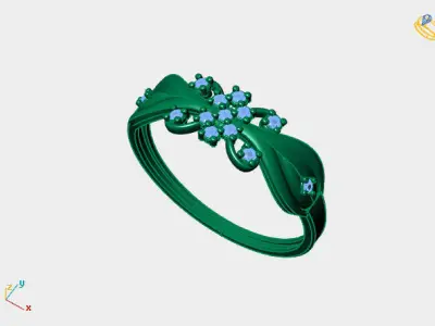 Womens Diamond Signet Ring Women Rings 3dmodels 3D print model 3D print model 35