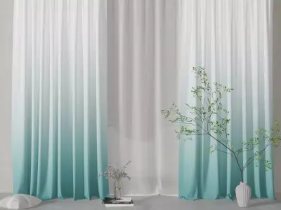 Curtain Blue Modern 3D model