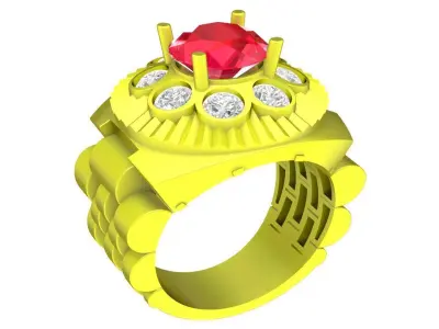 Luxury Halo Flower Diamond Ring for Men 3D Model 4331 3D print model