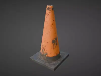 Old Worn Safety Cone Free low-poly 3D model