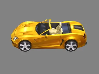 Cartoon golden sports car Low-poly 3D model