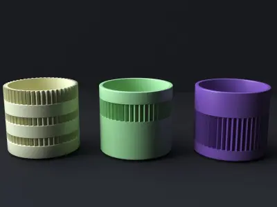 6-Piece 3D Printed Flower Pot Ensemble 3D print model