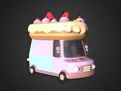 Asset - Cartoons - Food Sweet Cake Car 3D model
