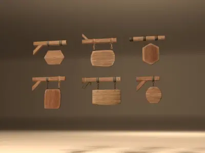 Tavern inn signs pack Low-poly 3D model