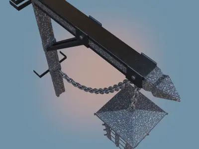 Metal hammered street lantern 3D model