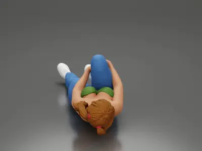 woman in bra lying on the floor touching her injured knee 3D print model