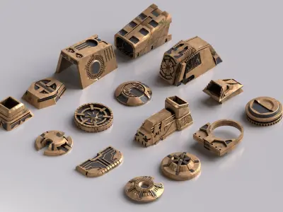Sci-Fi Futuristic Style Hard Surface Assets Low-poly 3D model