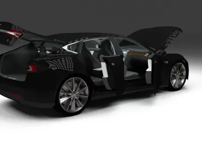 Tesla Model S with interior 3D model