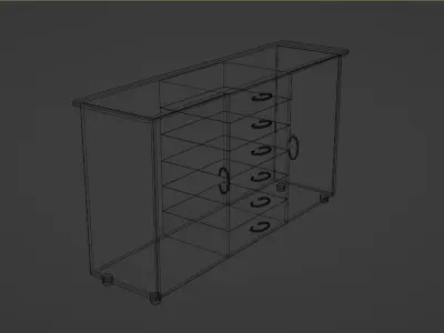 Cabinet wooden with drawers Free 3D model