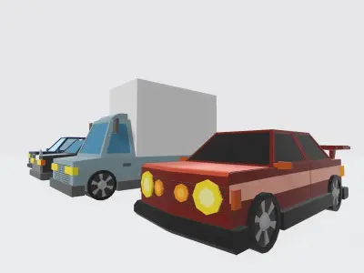 Low poly vehicle for Game wheels can spin Free low-poly 3D model