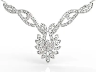 Floral V-Shape Diamond Pendant 3D print model