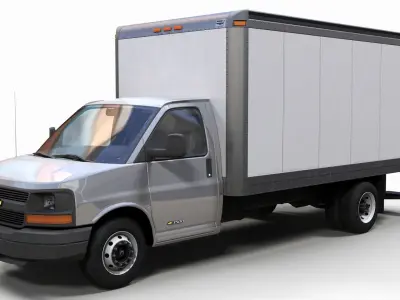 Express box truck Low-poly 3D model