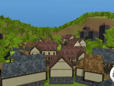 Modular Fantasy Houses Low-poly 3D model