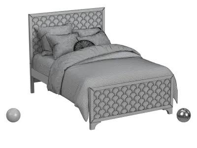 My Home Furnishings Amanda Engineered Hard Wood Full Panel Bed  3D model