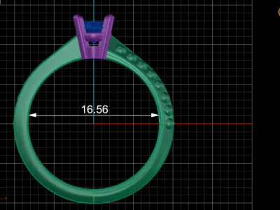 Elegant 3 Solitaire Ring 3D print model