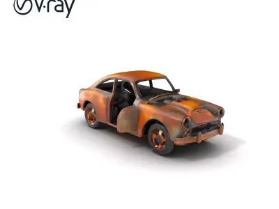 Burnedout Rusty Car Model Pack Low-poly 3D model