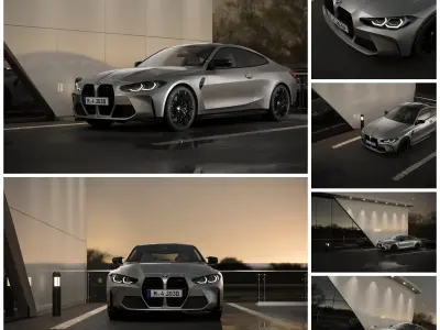 Car Render Scene - Rooftop parking - Corona render Low-poly 3D model