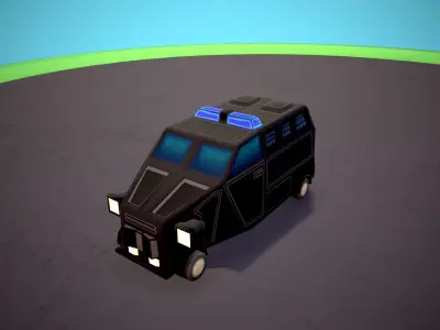 Emergency service vehicles Low-poly 3D model