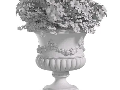  flowers in a classic Vase for decoration Patio Front Entrance  3D model