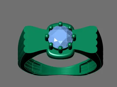 Womens Rings With Stone Ring Ready STL 3DM Models Rings women 3D print model