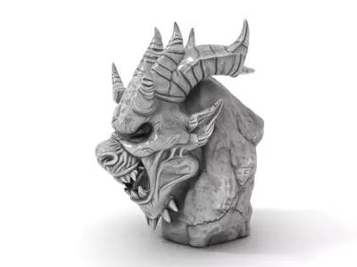 Stone Gargoyle Bust model pack Low-poly 3D model