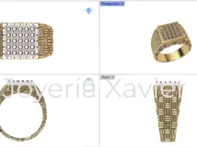 Men ring featuring a basketstyle pattern 3D print model