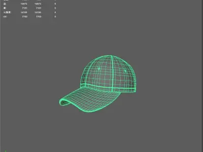baseball cap Low-poly 3D model 4