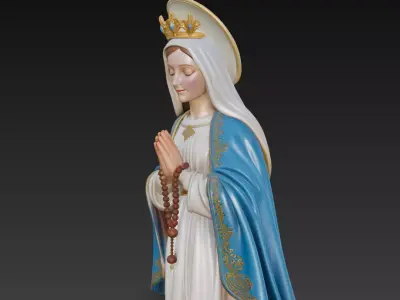Praying Virgin Mary Bust - Rosary Catholic Sculpture 3D print model