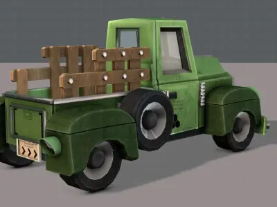 Pickup truck cartoon Low-poly 3D model