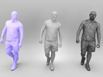 Bald athletic man walking 376 Low-poly 3D model