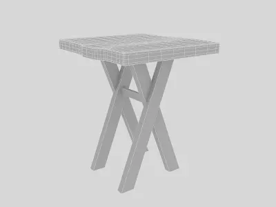 natural wood bistro table Low-poly 3D model