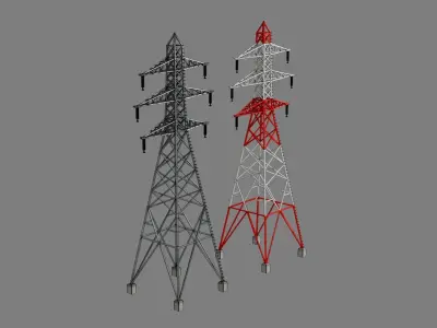 Overhead Powerline Pack Low-poly 3D model