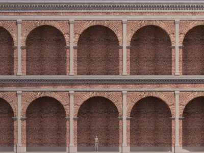 Roman coliseum like structure brick and concrete architecture 3D model
