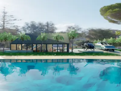 Mansion room with chairs and tables 3D model