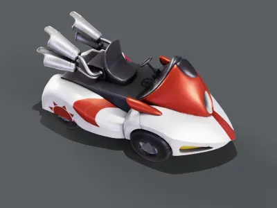 White Kart Low-poly 3D model